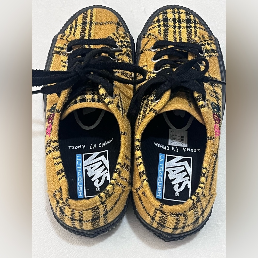 Vans UltraCush Alex Knost/Lee-Ann Curren Yellow Black Plaid Low-Top Sneakers - Picture 5 of 16